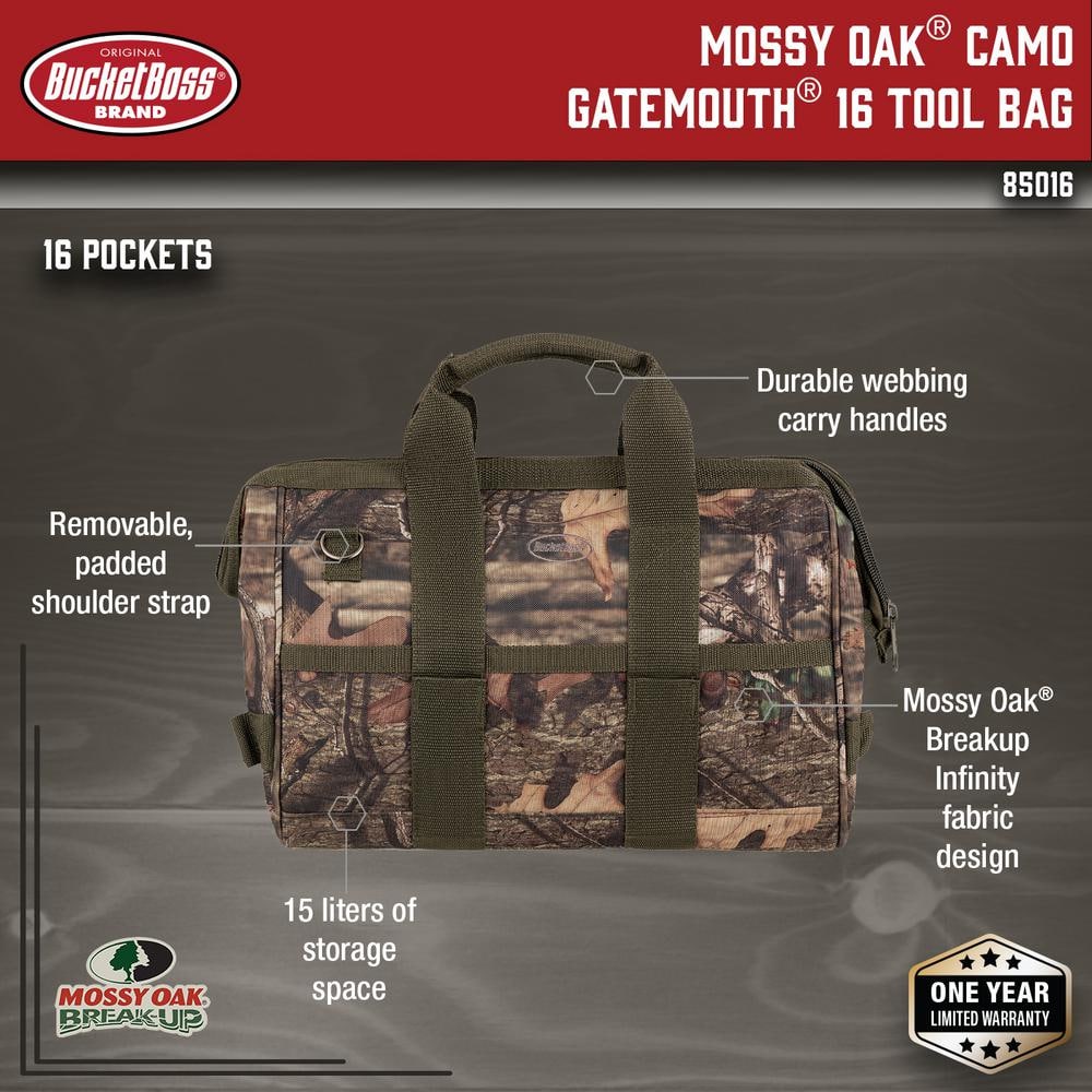 Mossy Oak Breakup Camo Gatemouth 16 in. Tool Bag with 16 Pockets - Hercitys