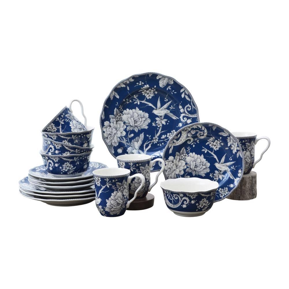 Adelaide 16-Piece Dark Blue Porcelain Dinnerware Set - Hercitys