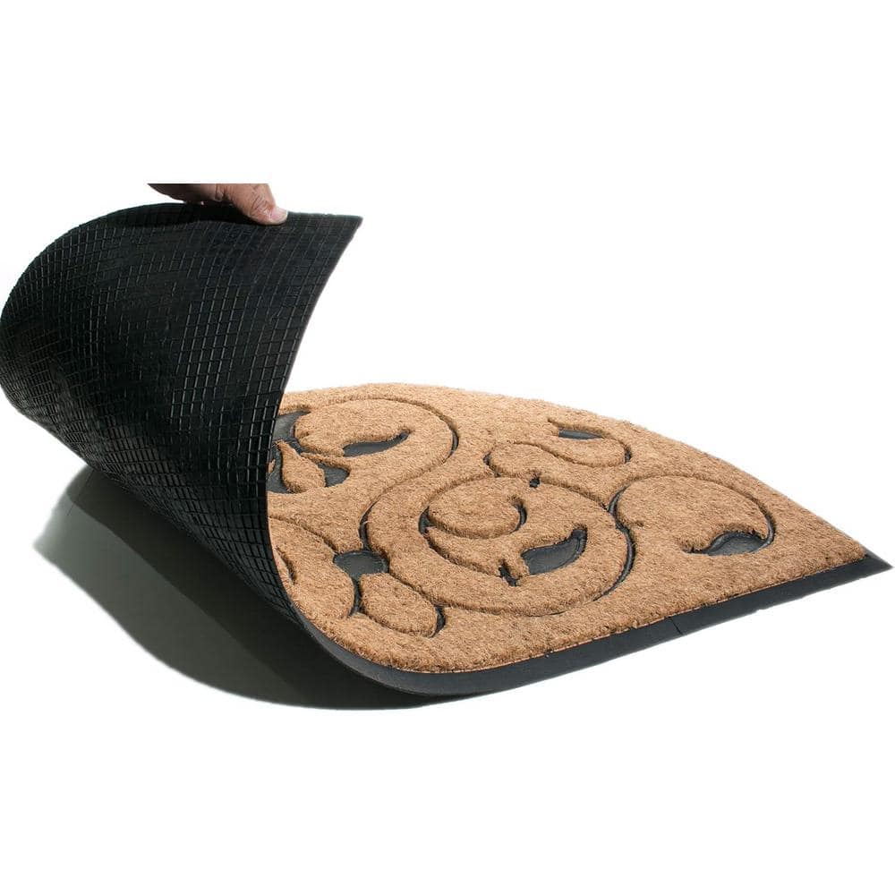 Brigoder 30 in. x 18 in. Natural Brushed Rubber Backed Coir Door Mat - Hercitys