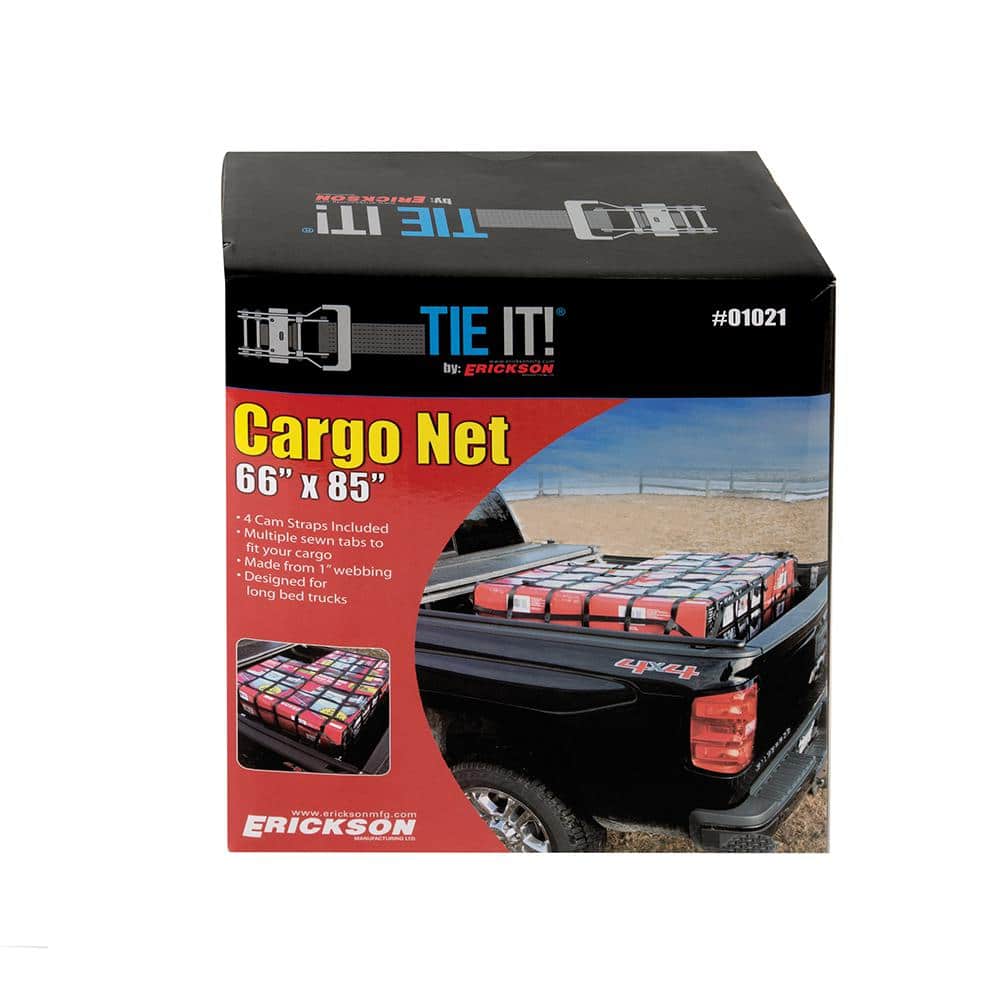 66 in. x 85 in. Pick-Up Cargo Net with 4 Cam Straps Rope - Hercitys
