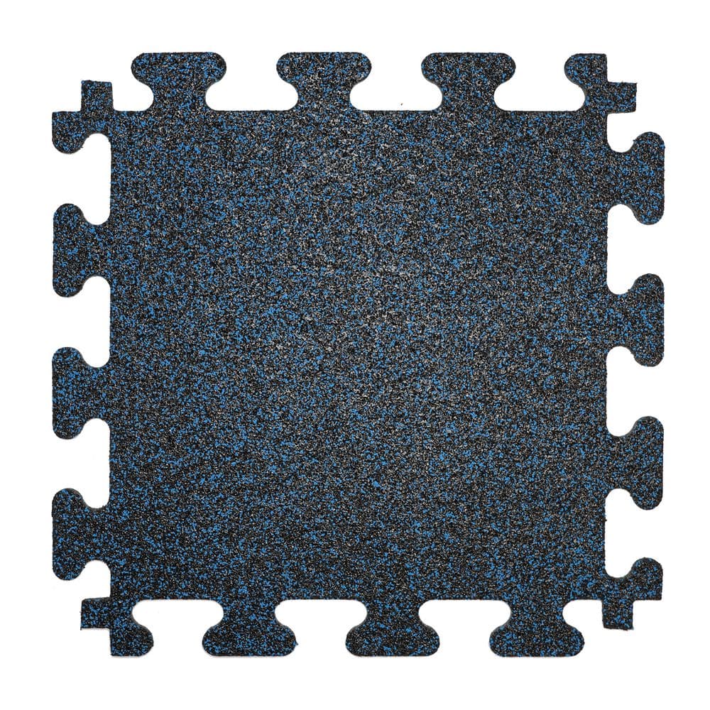 Rubber Gym Tiles with Blue Colored Flake 18 .in x 18 .in 8 mm Thick Interlocking Tile (6 Tiles/Case) (13.5 sq ft) - Hercitys