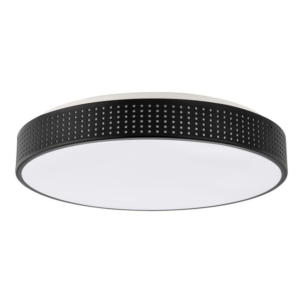 Easton 13 in. Light Matte Black Adjustable CCT Integrated LED Ceiling Flush Mount Fixture with Mesh Trim - Hercitys