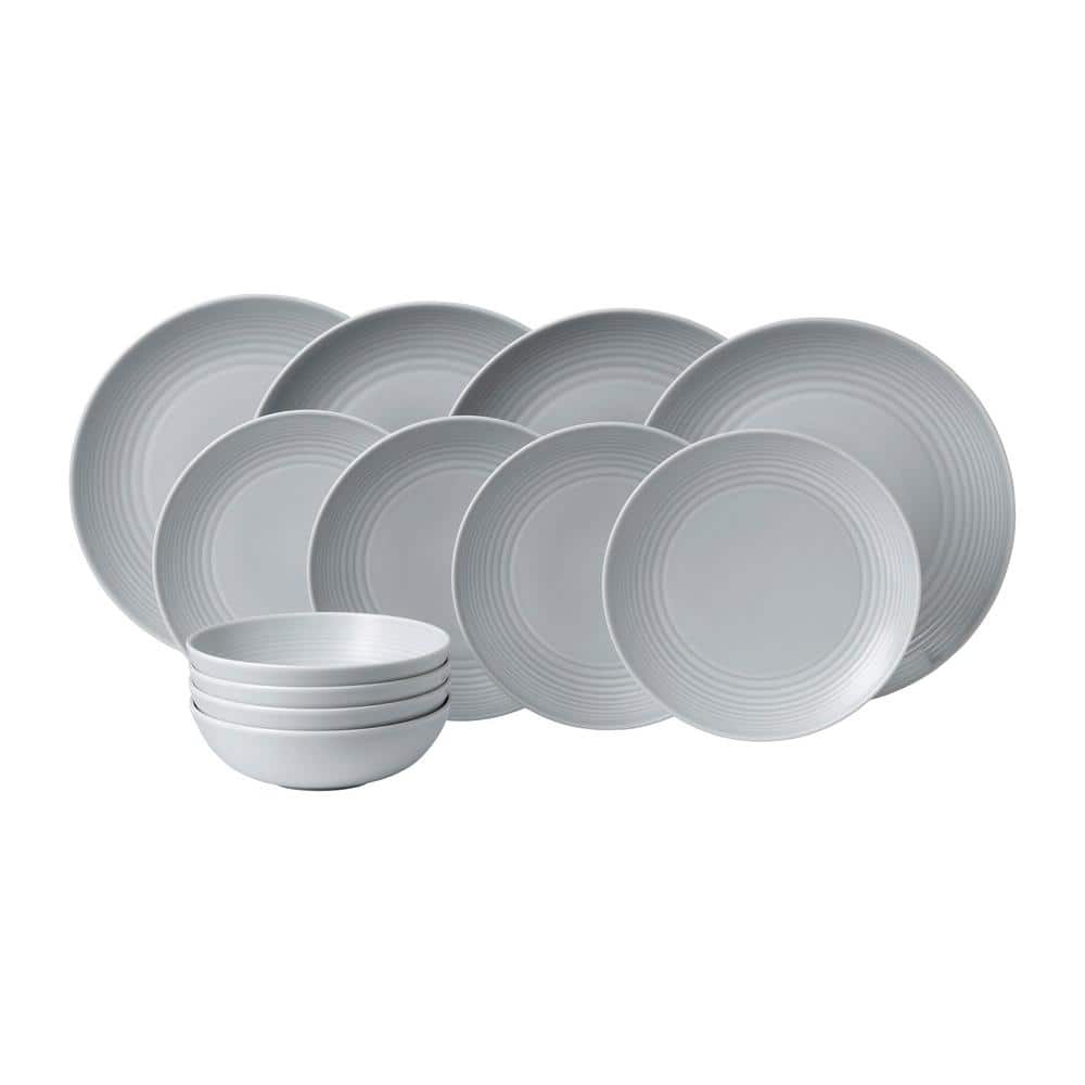 Gordon Ramsay Maze 12-piece Light Grey Stoneware Dinnerware Set (Service for 4) - Hercitys