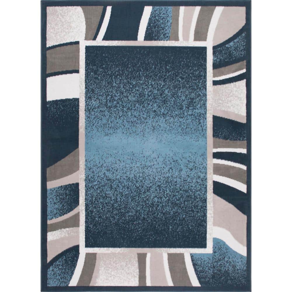 Premium Blue/Grey 9 ft. x 12 ft. Modern Area Rug - Hercitys