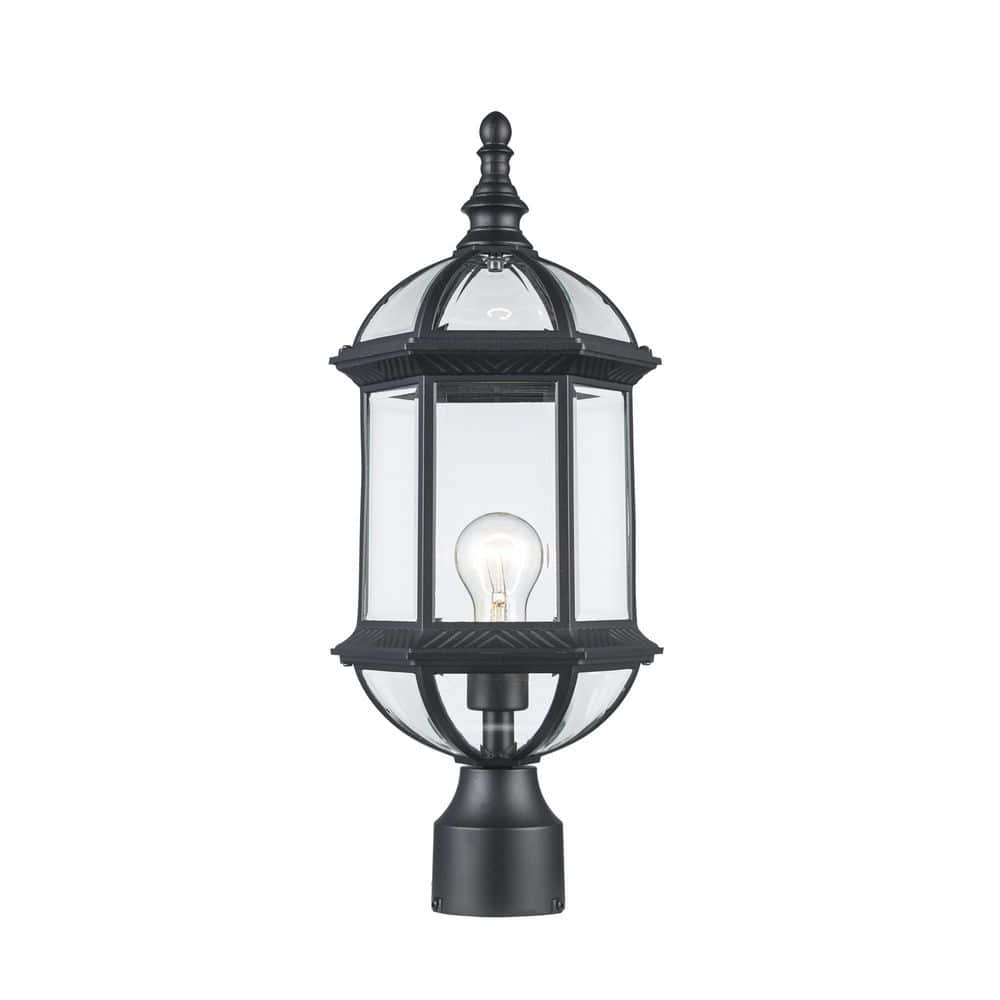 Wentworth 19 in. 1-Light Black Outdoor Lamp Post Light Fixture with Clear Glass - Hercitys