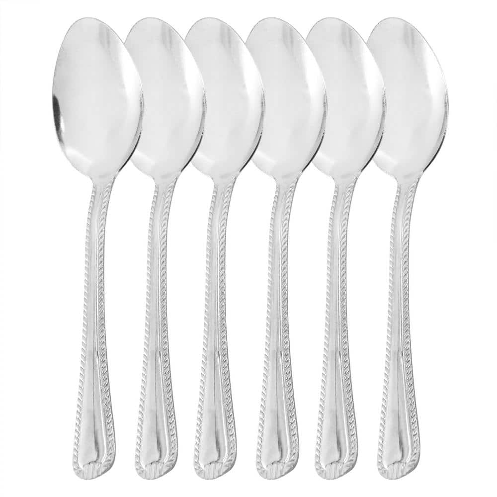 Tustin 6 Piece Stainless Steel Teaspoon Flatware Set in Silver - Hercitys