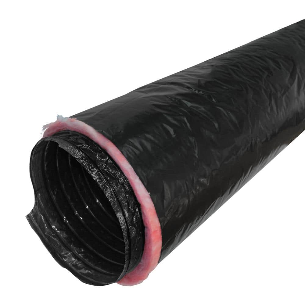 Mobile Home 12 in. x 25 ft. Insulated Flexible Duct R4. 2 Black Jacket - Hercitys