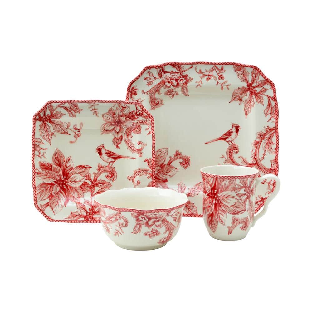 Christmas Lane Red 16-Piece Dinnerware Set - Hercitys