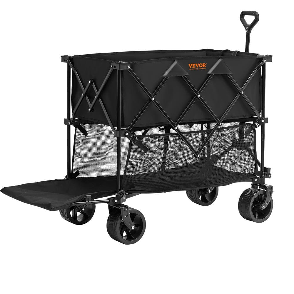 Collapsible Folding Wagon 14.12 cu.ft Steel Beach Wagon Cart with All-Terrain Wheels Heavy-Duty Folding Garden Cart - Hercitys