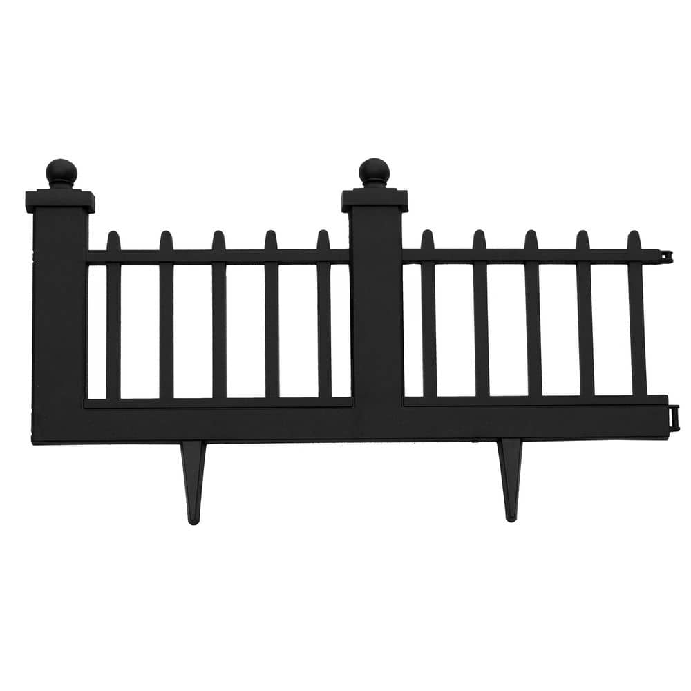 Estate Series 24 in. x 15 in. Plastic Colonial Wrought-Iron Style Border Garden Fencing, 10 ft. Included - Hercitys