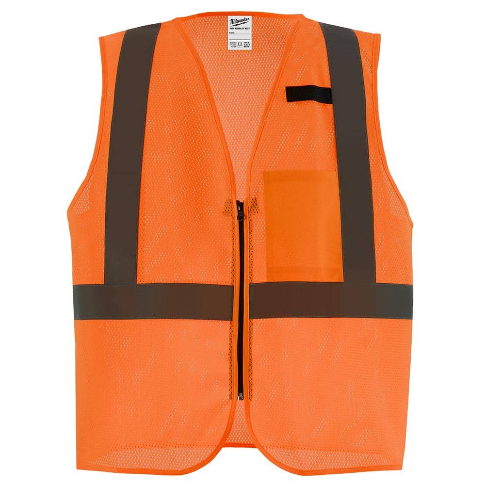 Small/Medium Orange Class 2 High Visibility Mesh Safety Vest with 1 Pocket - Hercitys