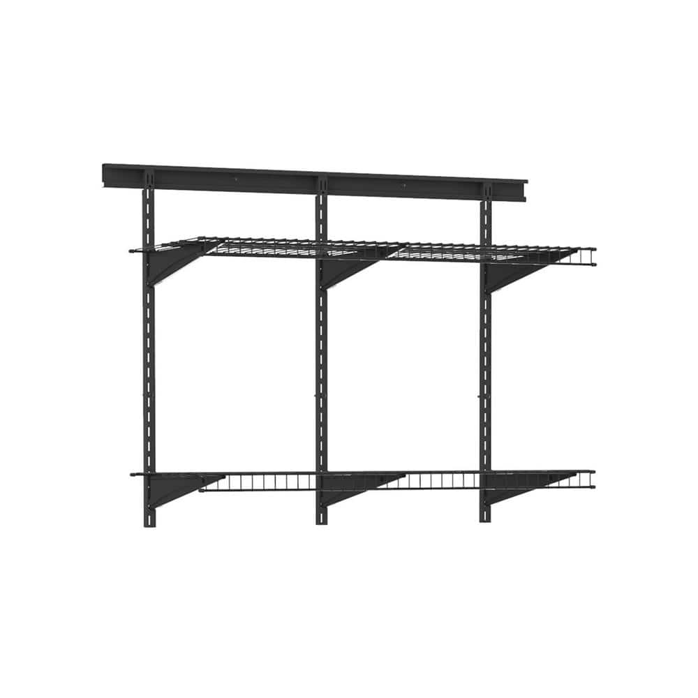 MaxLoad 40 in. W x 16.93 in. D Black 2-Shelf Steel Garage Wall Shelf System - Hercitys