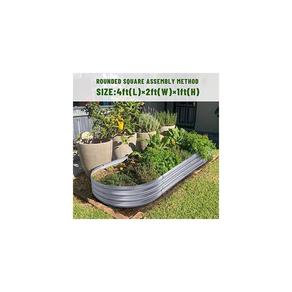 Oval Large 48 in. Dia Silver Metal Raised Garden Boxes (2-Pack) - Hercitys