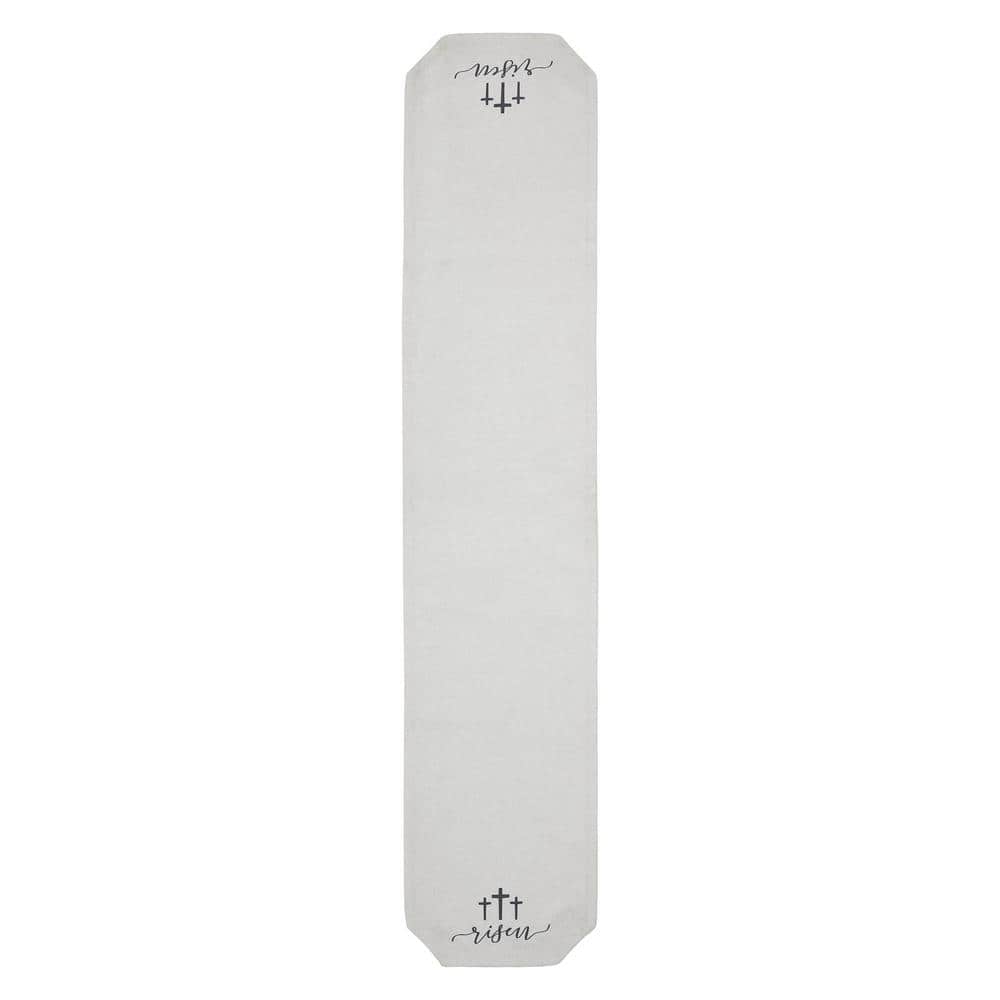 Risen 12 in. W x 60 in. L White Seasonal Crosses Polyester Table Runner - Hercitys