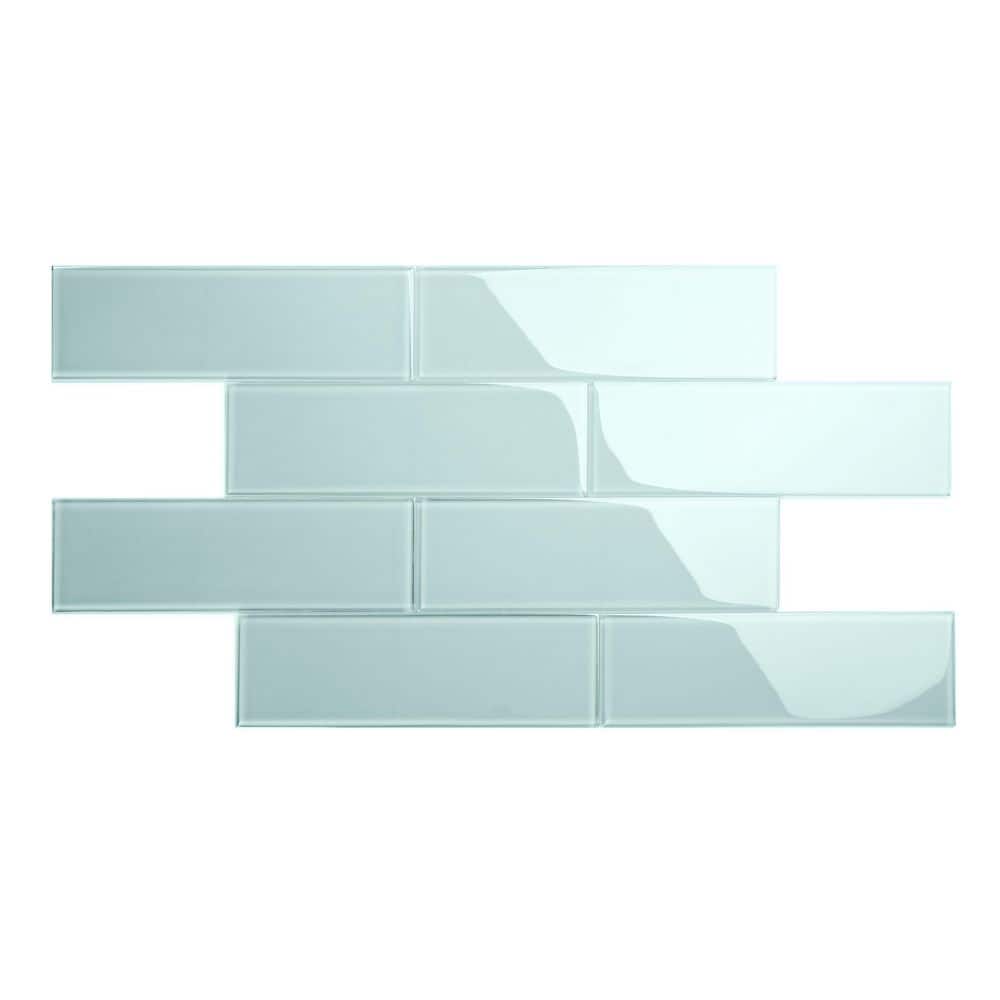 Baby Blue 4 in. x 12 in. x 8mm Glass Subway Tile (5 sq. ft./Case) - Hercitys