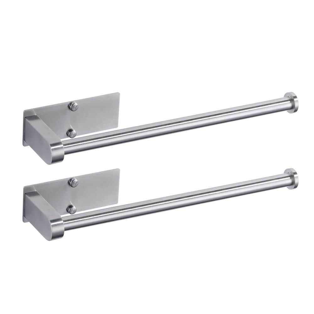 Wall Mount Stainless Steel Kitchen Paper Towel Holder Under Cabinet in Brushed Nickel (2-Pack) - Hercitys
