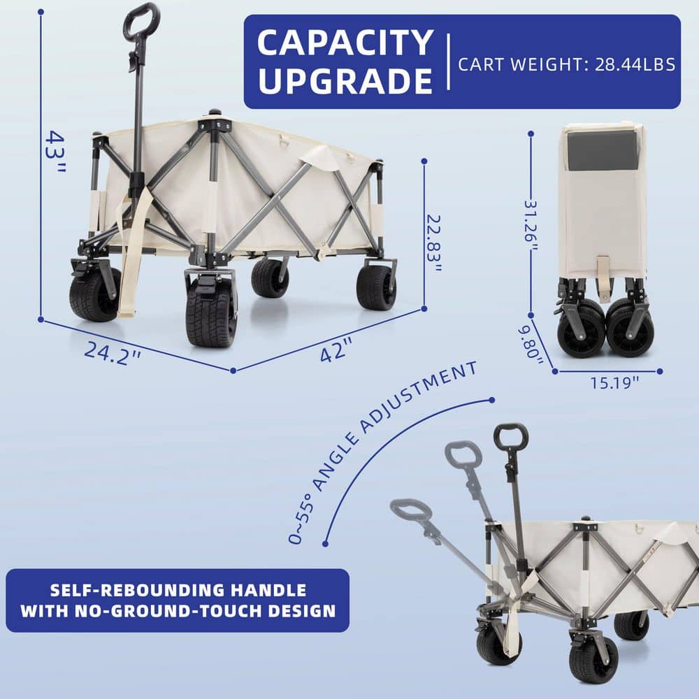 Heavy Duty 4-Wheeled Folding Portable Hand Cart in White - Hercitys