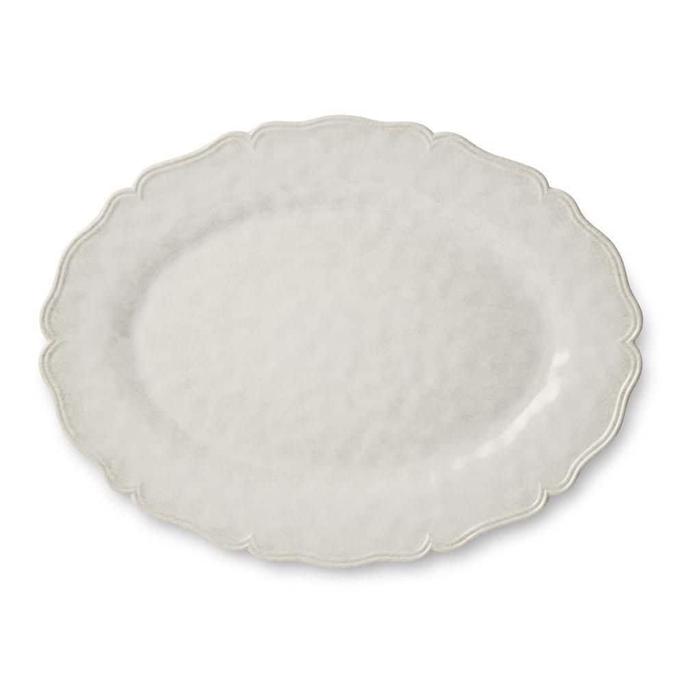 Isabella 14 in. White Melamine 2-Piece Platter Set - Hercitys
