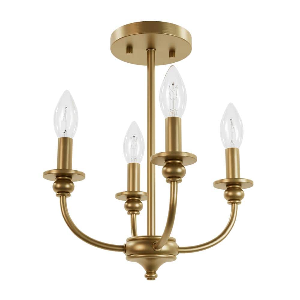 Southcrest 13 in. 4 Light Traditional Luxe Gold Semi-Flush Mount with No Bulbs Included - Hercitys