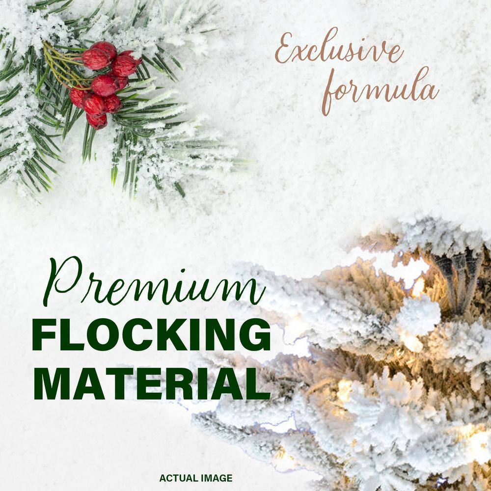 9.0-ft. Mountain Pine Snow Flocked Artificial Christmas Tree, No Lights - Hercitys