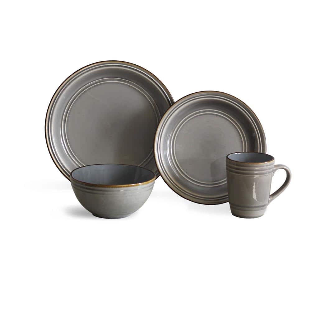 Allure 16-Piece Grey Dinnerware Set - Hercitys