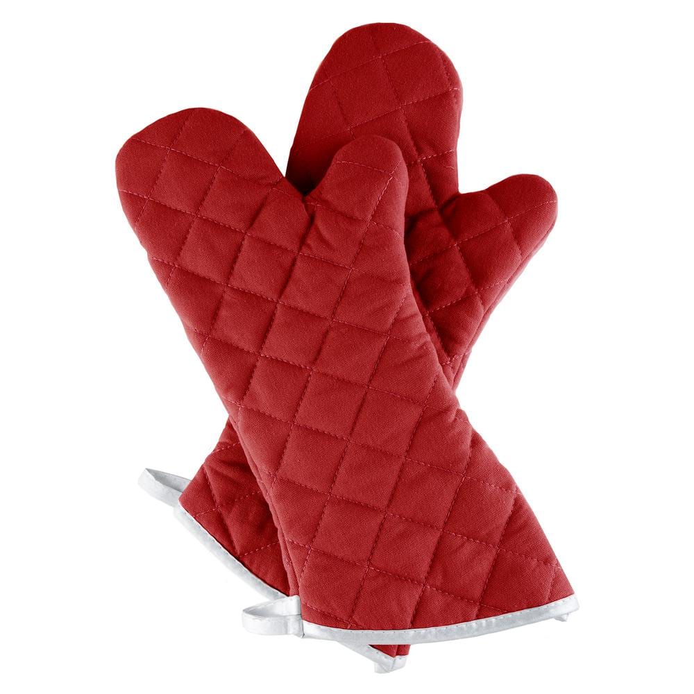 Quilted Cotton Burgundy Heat/Flame Resistant Oversized Oven Mitts (2-Pack) - Hercitys