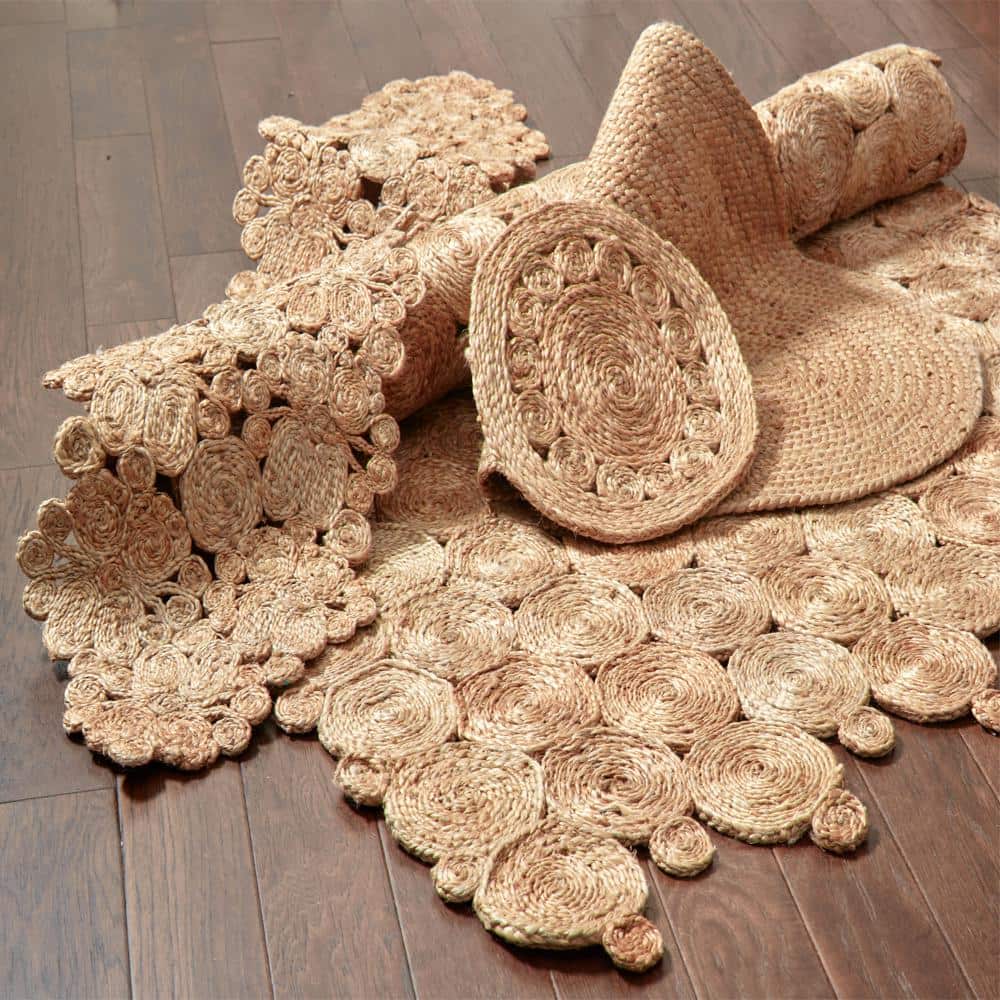 Natural Brown 1 ft. 4 in. x 6 ft. 8 in. Organic Jute Table Runner - Hercitys