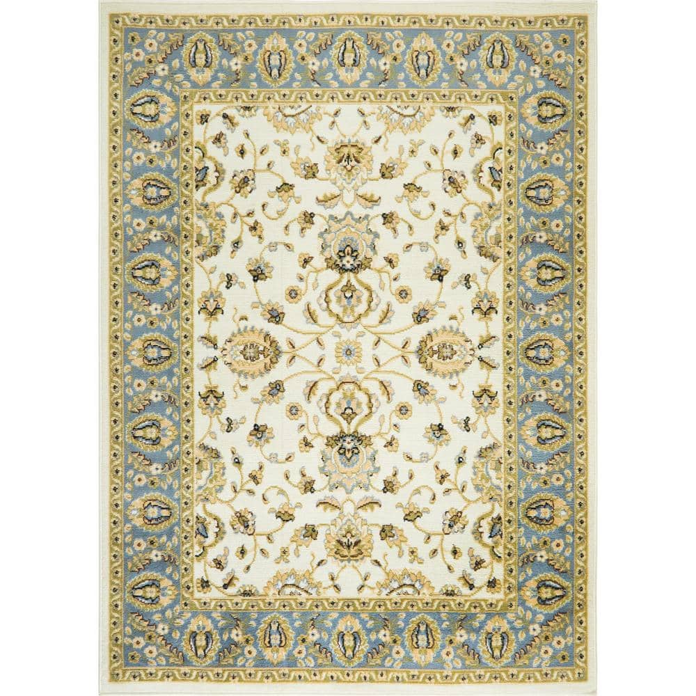 Optimum Ivory/Blue 5 ft. x 7 ft. Indoor Area Rug - Hercitys
