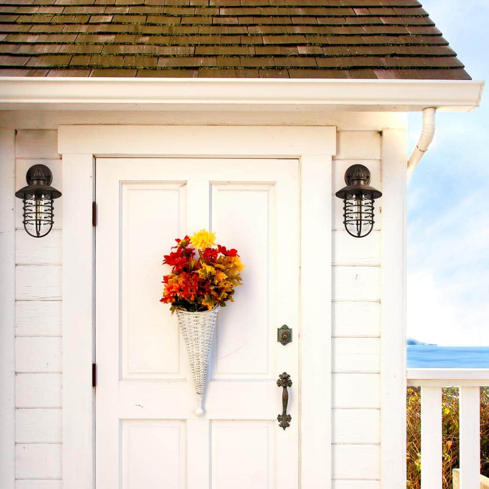 Stevenson 1-Light Bronze Rustic Industrial Indoor/Outdoor Wall Lantern Sconce - Hercitys