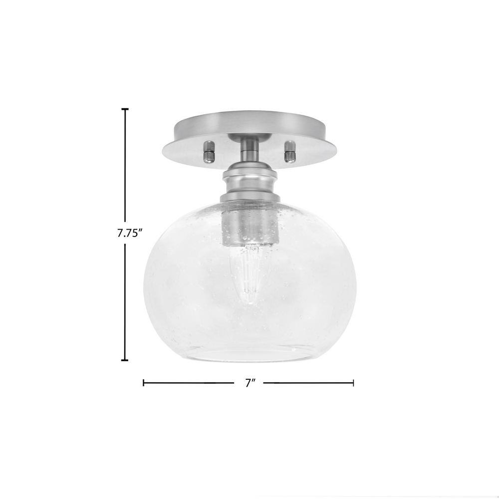 Albany 1-Light 7 in. Brushed Nickel Semi-Flush with Clear Bubble Glass Shade - Hercitys