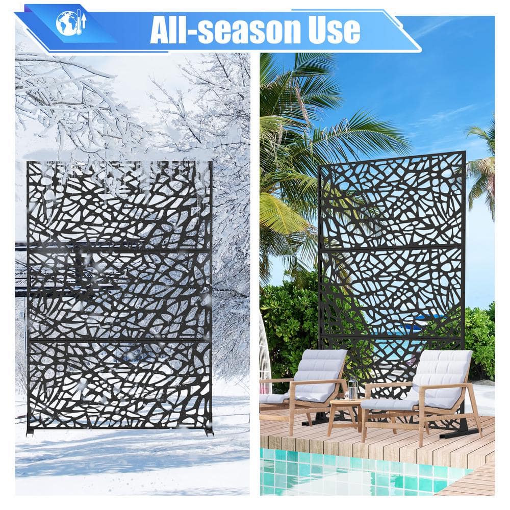 Metal Outdoor Patio Screen Panels Decorative Fences Indoor Room Space Divider Privacy Screen, Mesh - Hercitys