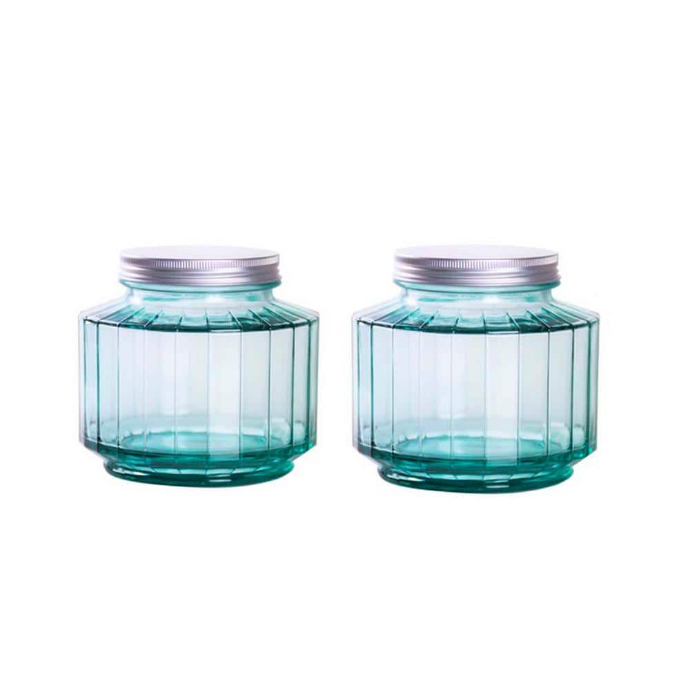 Recycled Glass 33 oz. Storage Jars (Set of 2) - Hercitys