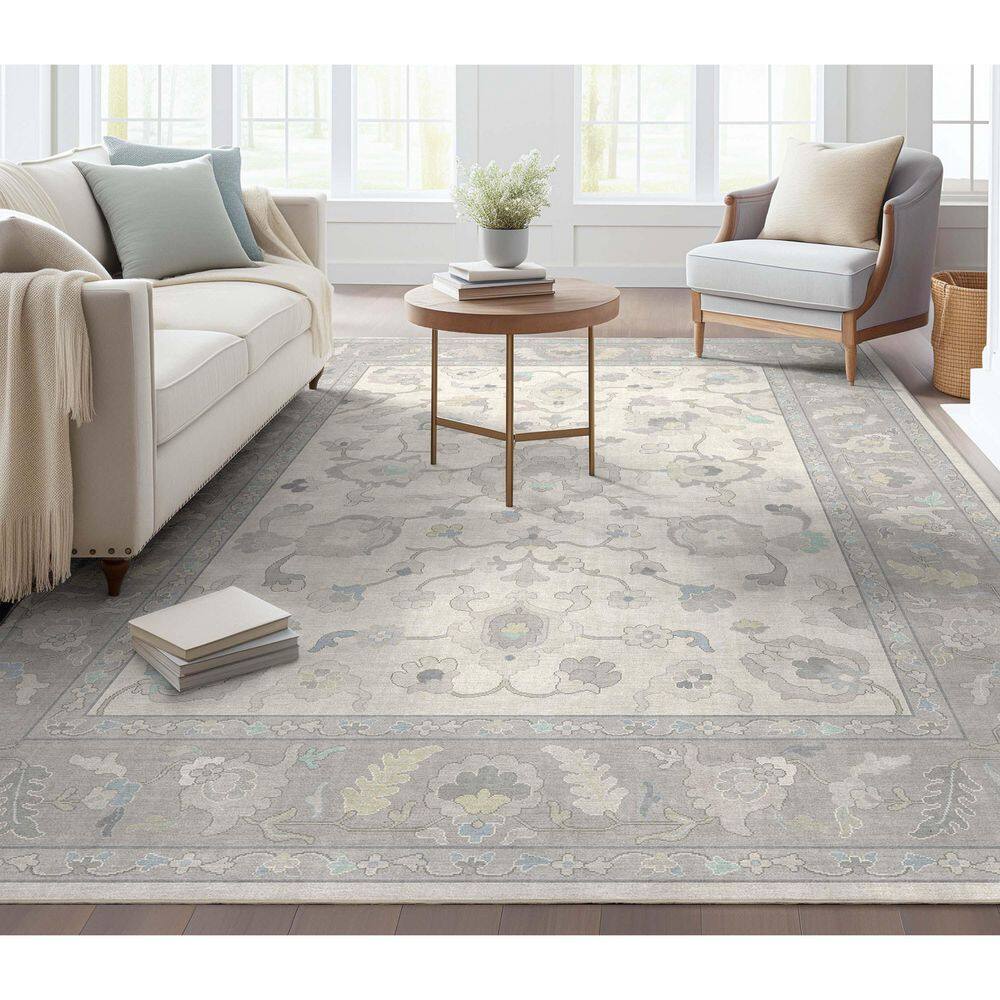 Ushak Konya Boho Updated Traditional, Cream Grey 5 ft. 3 in. x 7 ft. 3 in. Area Rug - Hercitys