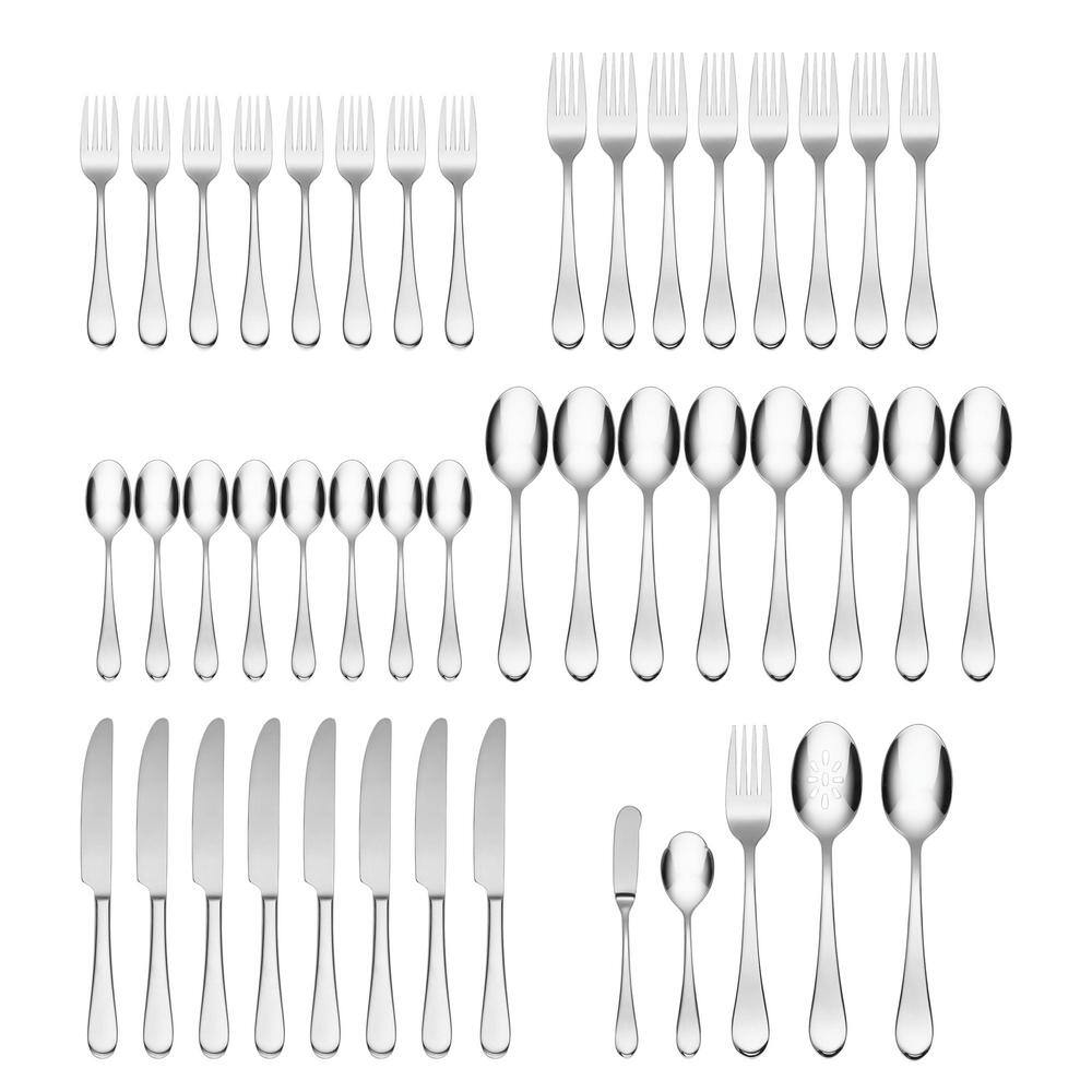 Icarus 45-Piece Silver 18/0-Stainless Steel Flatware Set (Service for 8) - Hercitys