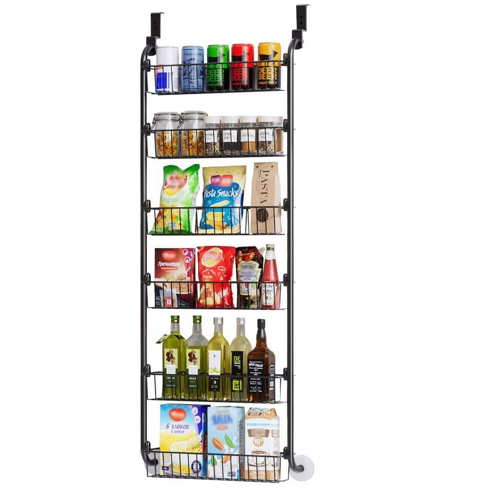 Over the Door Heavy-Duty 6-Tier Metal Organizer Black with Easy Install and Large Capacity Storage - Hercitys