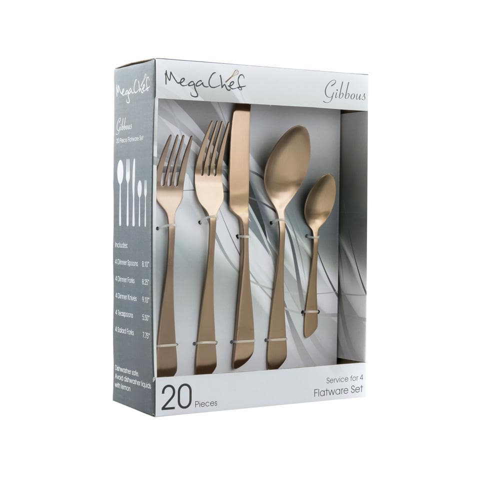 Gibbous 20-Piece Rose Gold Matte Stainless Steel Flatware Set (Service for 4) - Hercitys