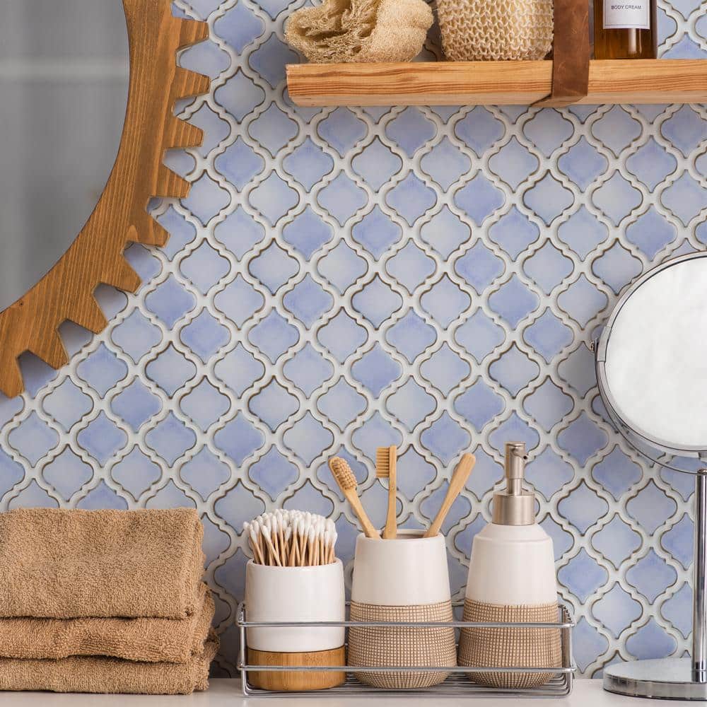 Hudson Tangier Frost Blue 12-3/8 in. x 12-1/2 in. Porcelain Mosaic Tile (11.0 sq. ft./Case) - Hercitys