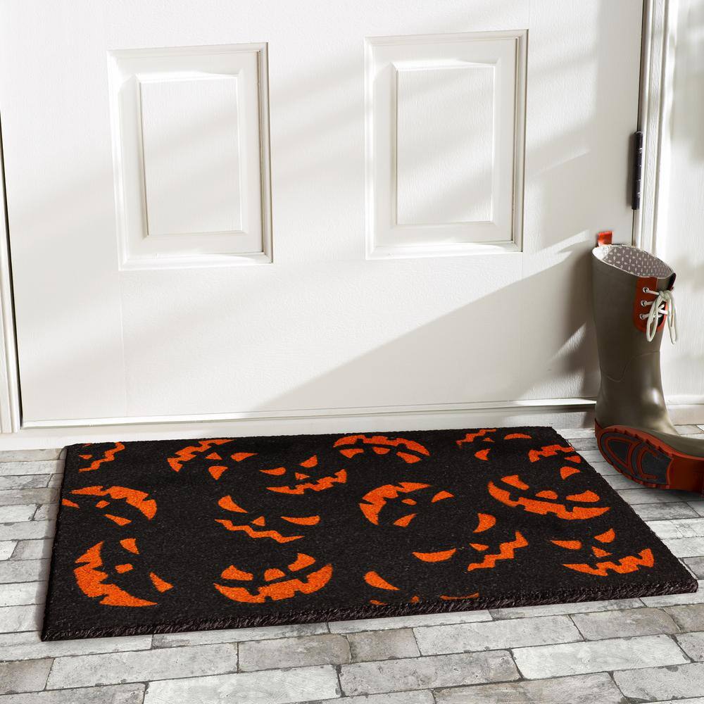Scary Pumpkins 17 in. x 29 in. Coir Door Mat - Hercitys