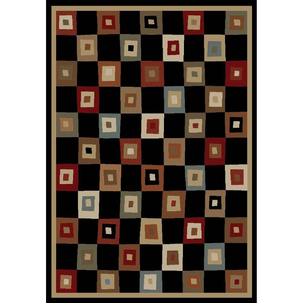 Soho Village Square Black 5 ft. x 7 ft. Area Rug - Hercitys