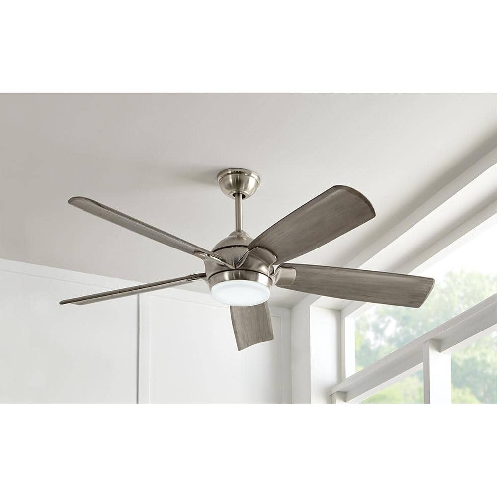 Camrose 60 in. White Color Changing Integrated LED Brushed Nickel Indoor Ceiling Fan with Light Kit and Remote Control - Hercitys