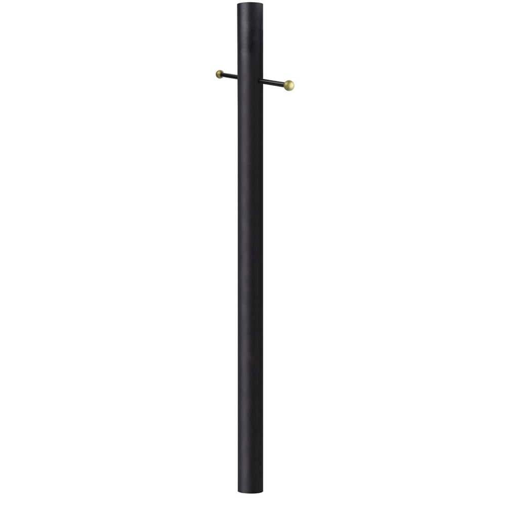 7 ft. Black Outdoor Direct Burial Aluminum Lamp Post with Cross Arm fits Most Standard 3 in. Post Top Fixtures - Hercitys