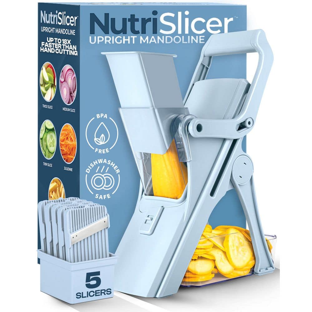 Nutri Slicer Mandoline 5-in-1 Multi-Functional Portable Countertop Kitchen Mandoline in Pastel Blue - Hercitys