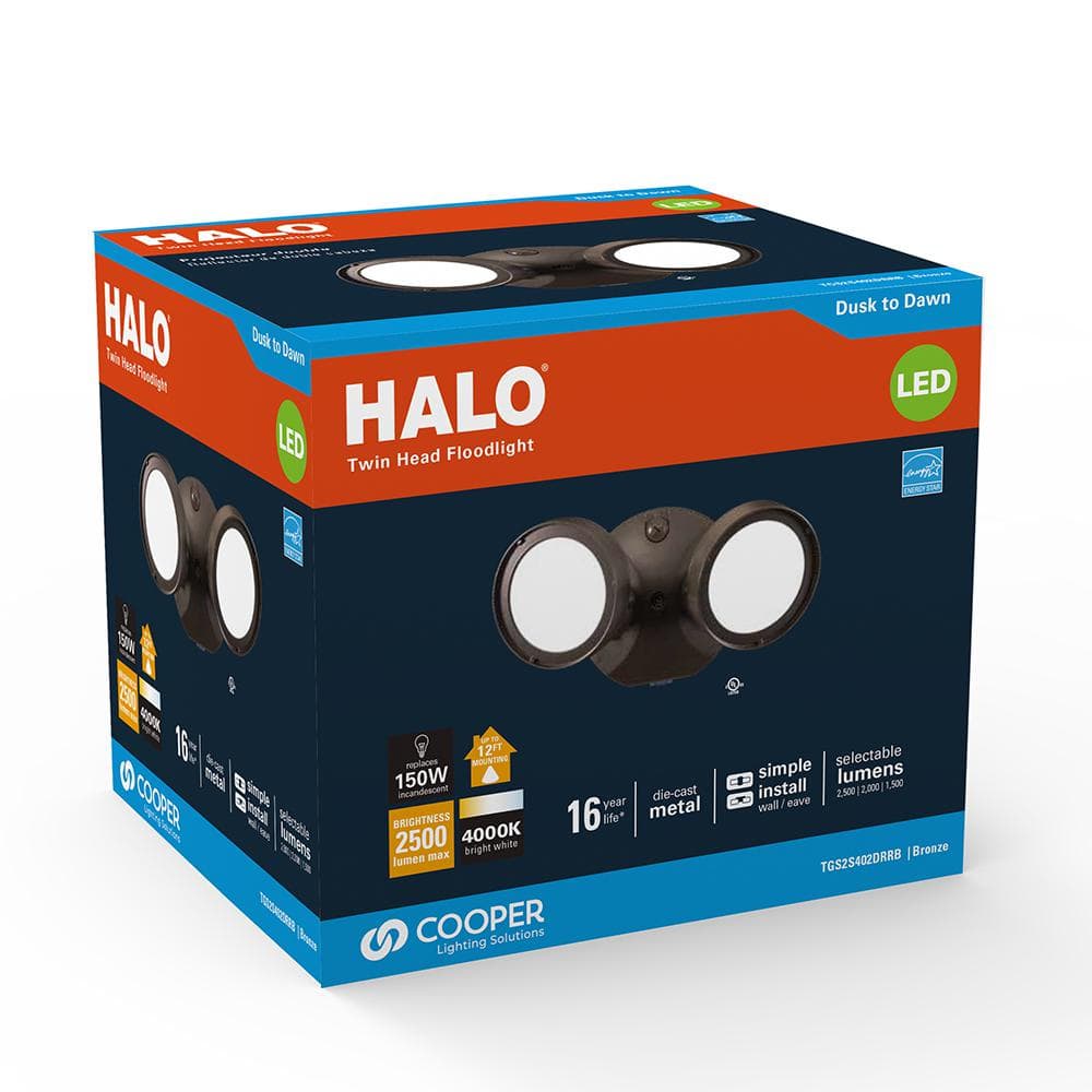 TGS 150-Watt 0° Bronze Outdoor Integrated LED Flood Light with Dusk to Dawn - Hercitys