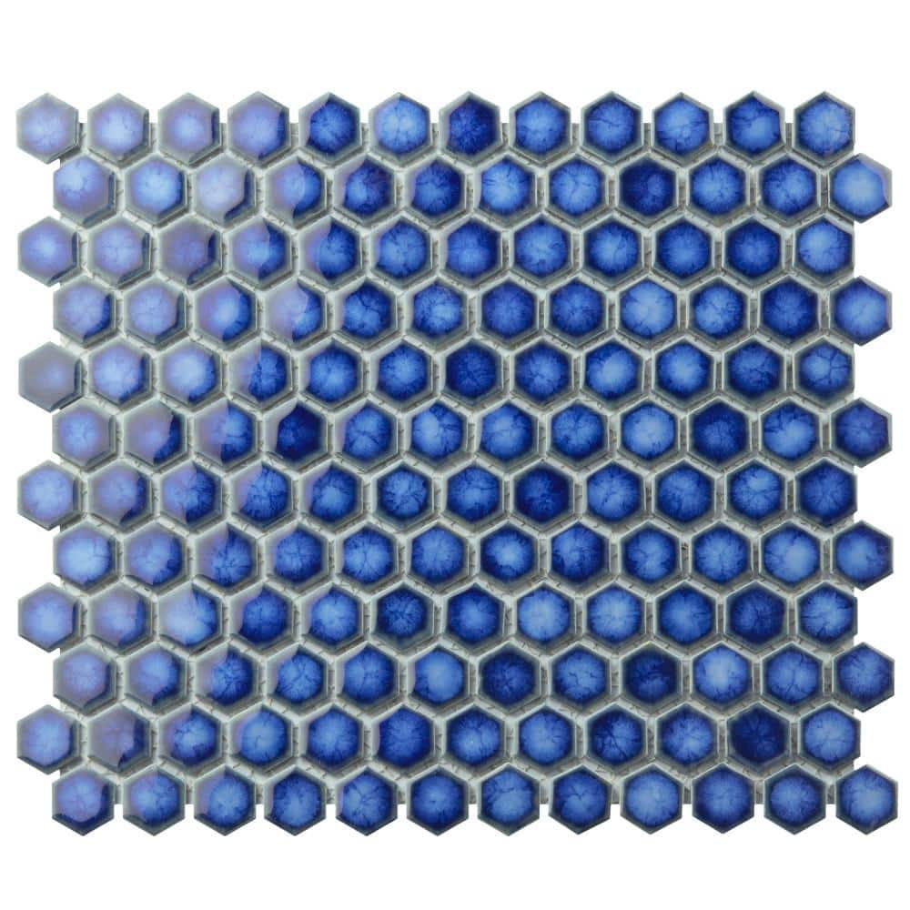 Hudson 1 in. Hex Sapphire 11-7/8 in. x 13-1/4 in. Porcelain Mosaic Tile (11.2 sq. ft./Case) - Hercitys