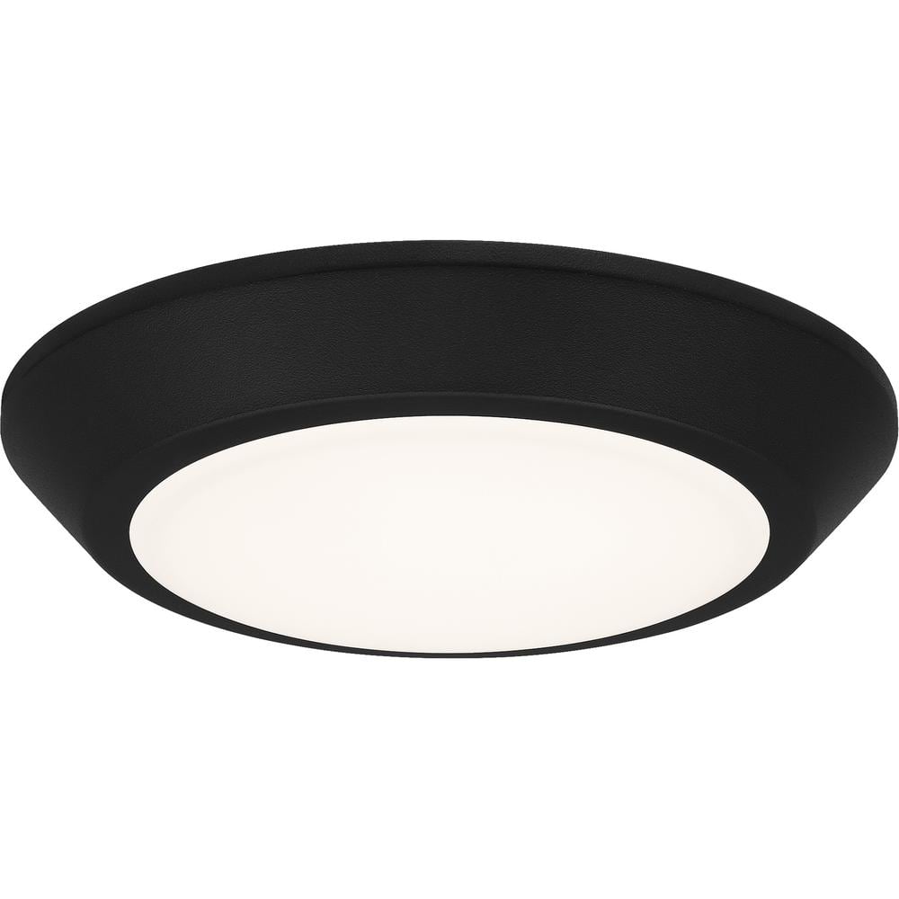 Verge 5.5 in. Earth Black LED Flush Mount with White Acrylic Shade - Hercitys