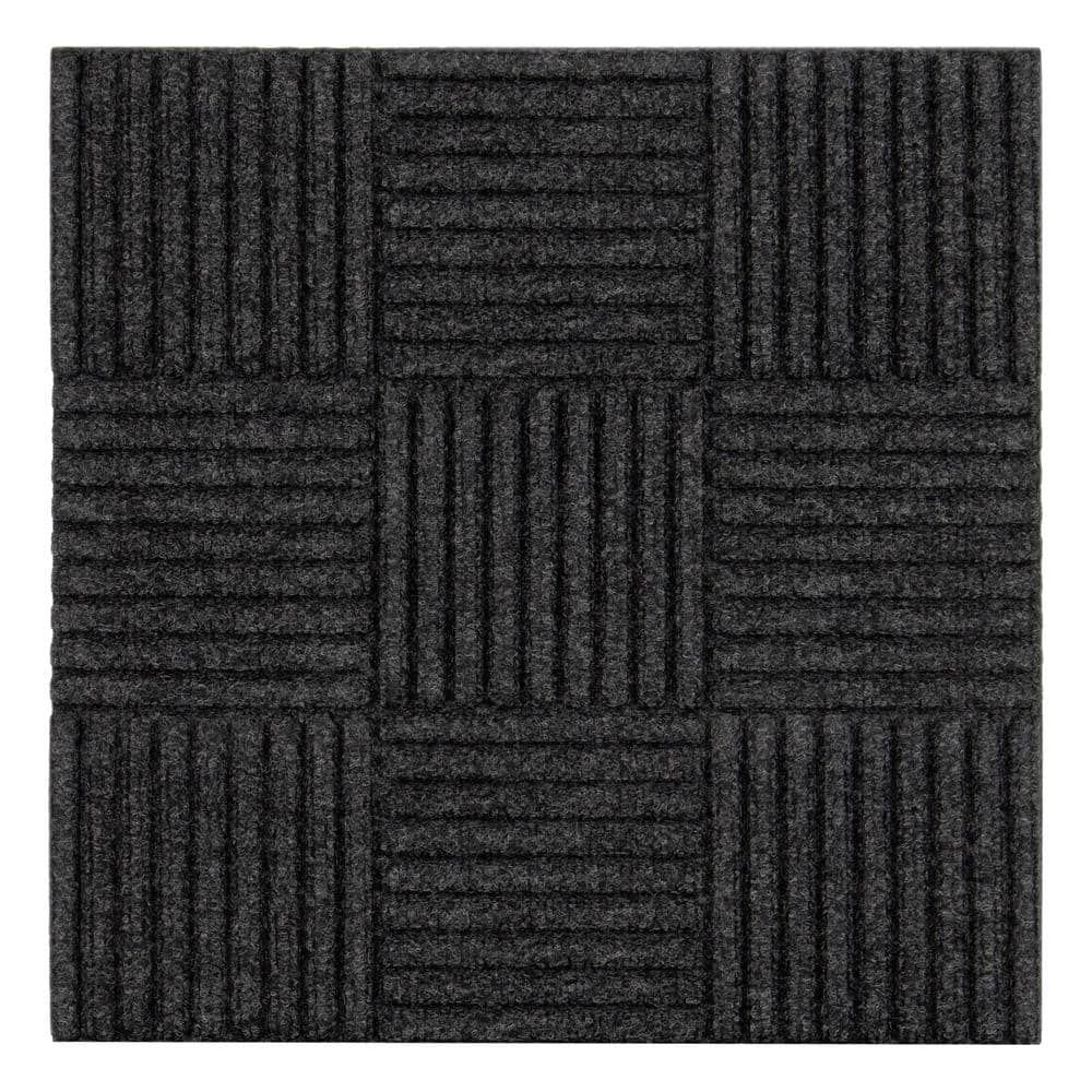 Charcoal – Black Residential 18 x 18 in. Peel and Stick Carpet Tile Square (18 sq. ft.) - Hercitys