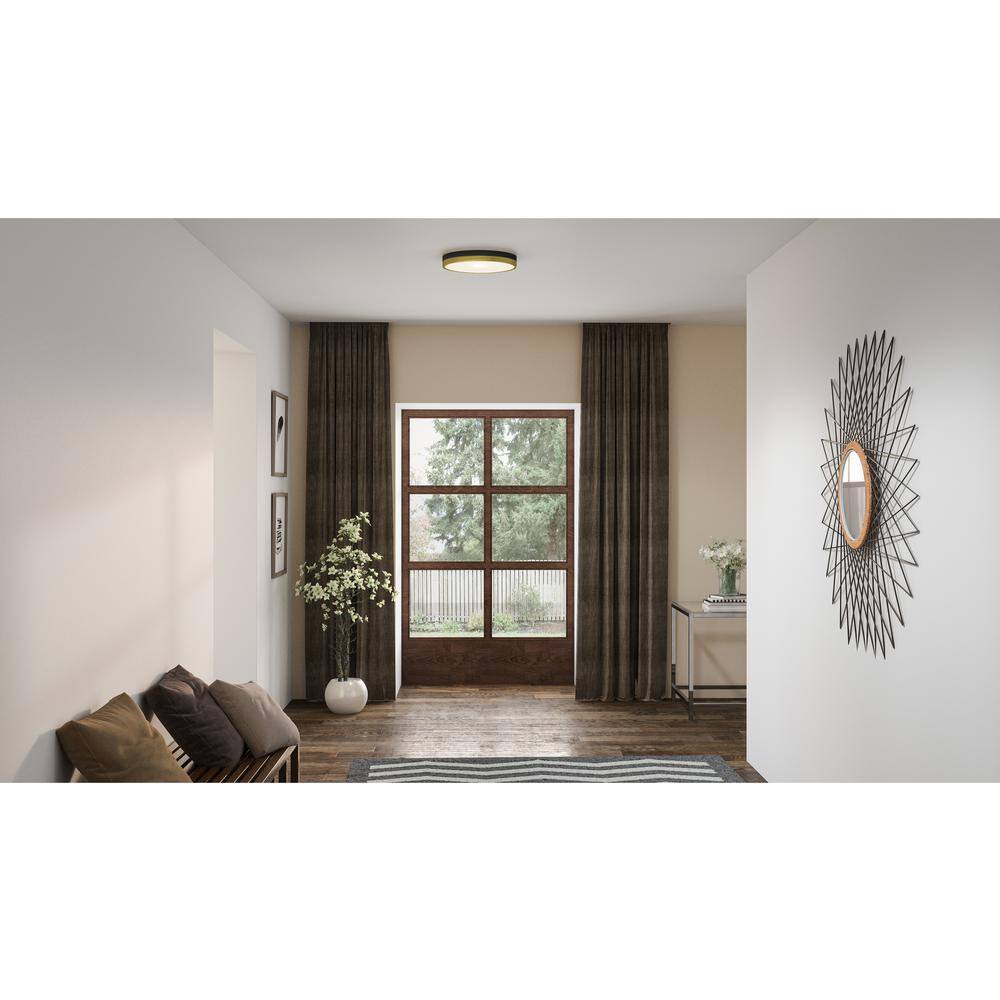 Weldin 15 in. Matte Black Gold LED Flush Mount - Hercitys