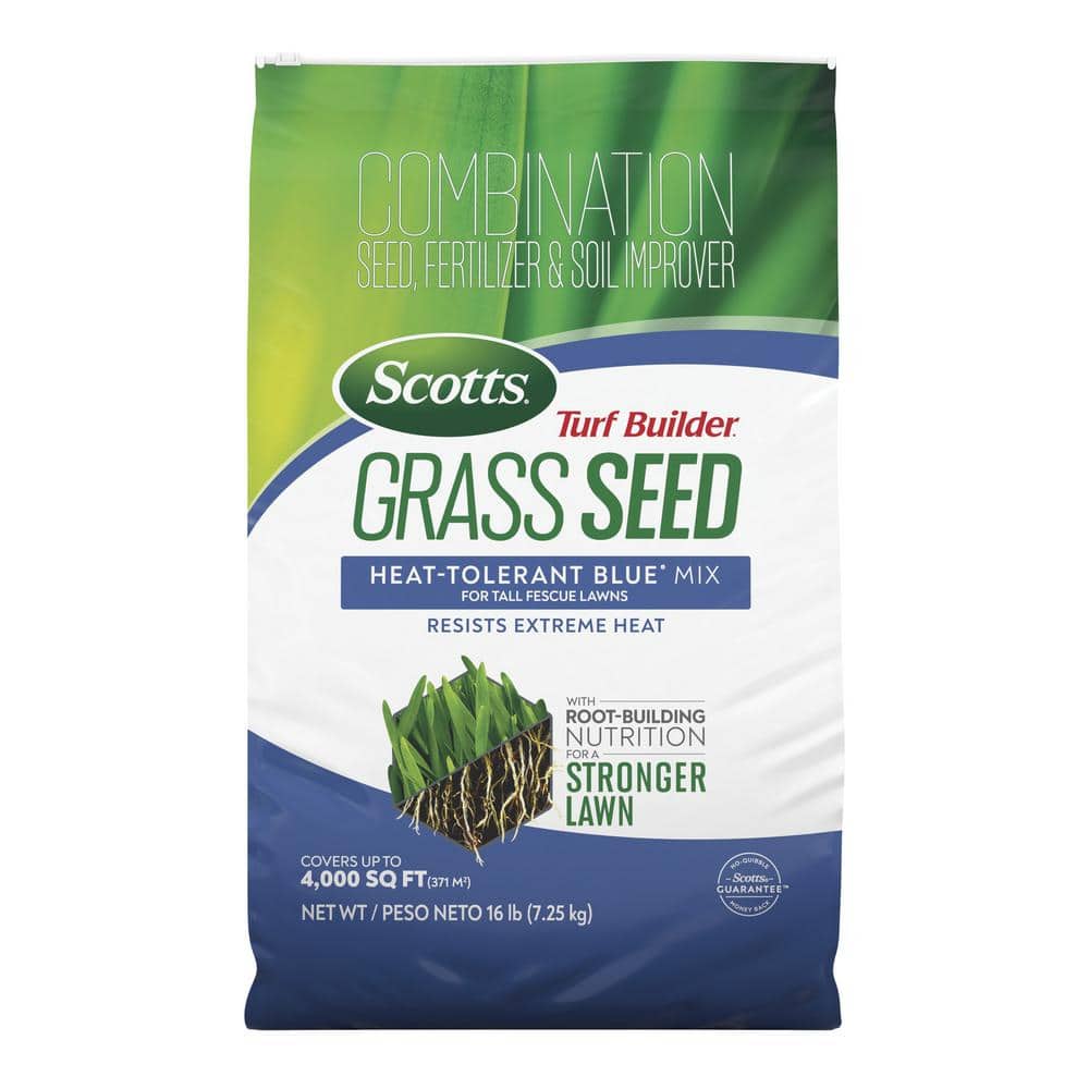 Turf Builder 16 lbs. Grass Seed Heat-Tolerant Blue Mix for Tall Fescue Lawns with Fertilizer and Soil Improver - Hercitys