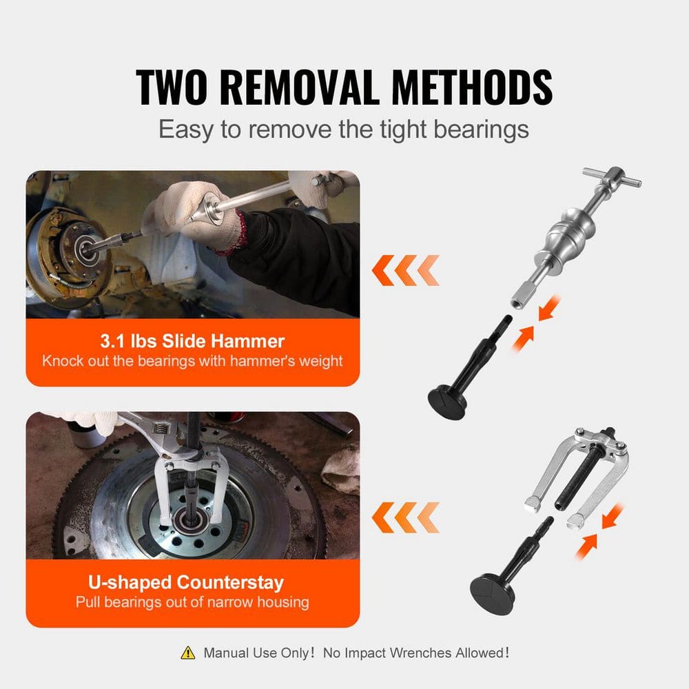 Blind Hole Bearing Puller Set 16-in-1 Inner Bearing Race and Seal Extractor Kit Slide Hammer Pilot Insert Inner Internal - Hercitys