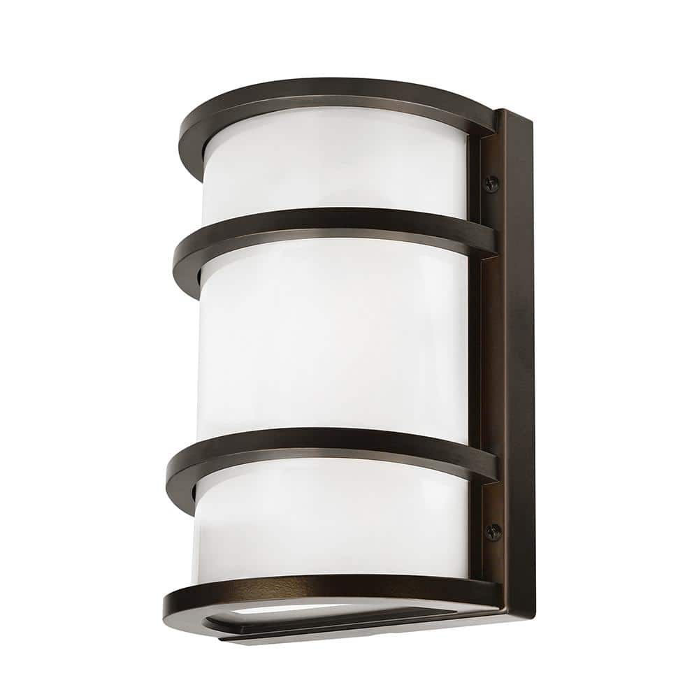 850 Lumens Integrated LED Bronze Dusk to Dawn Half Moon Security Wall Pack Light, 4000K - Hercitys
